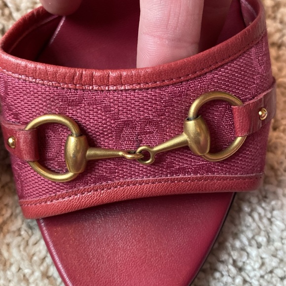 😍 RARE AUTH GUCCI Y2K Raspberry Mirabelle GG heels - Picture 7 of 14